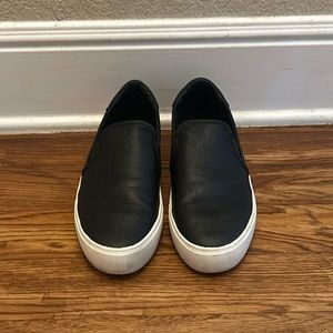 Ugg black leather slip on shoes 9.5